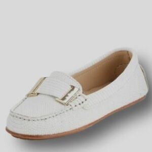 Delman Renna White Lizard Embossed Loafers Shoes Size 7 New